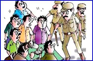 जुआ फंड पर पुलिस का छापा 